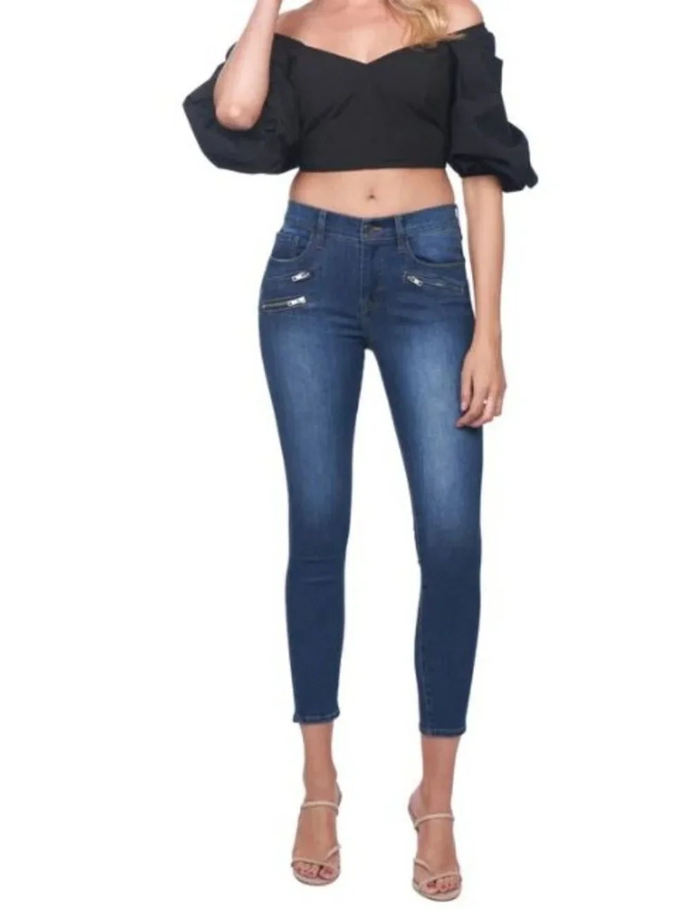 Etienne Marcel Size 27 Jeans Zipper Pocket Embellished EM7034 NWT Skinny Ankle